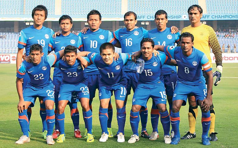 The Indian National Team side pictured with seven past Dempo Players in the starting eleven. 